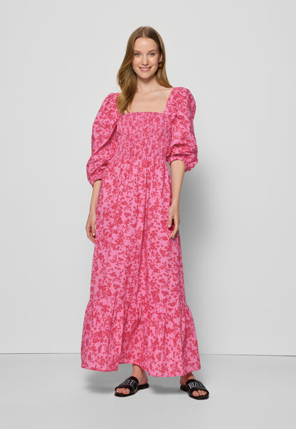 Pink midi dress with copyright print LUMIA