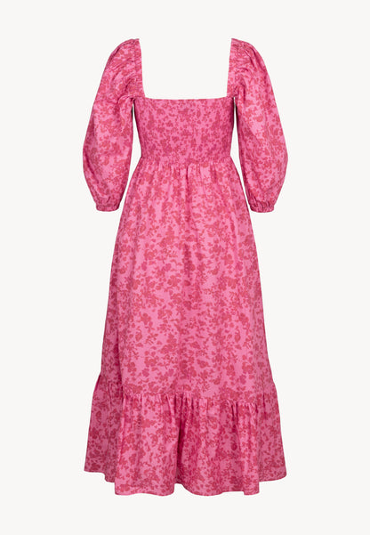 Pink midi dress with copyright print LUMIA