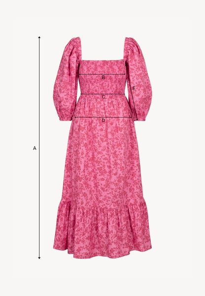 Pink midi dress with copyright print LUMIA