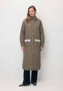 MAREVIA long quilted coat in khaki