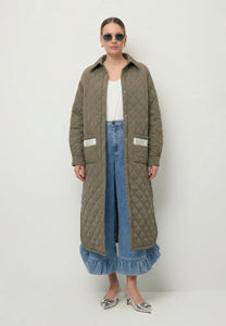 MAREVIA long quilted coat in khaki