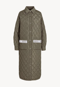 MAREVIA long quilted coat in khaki