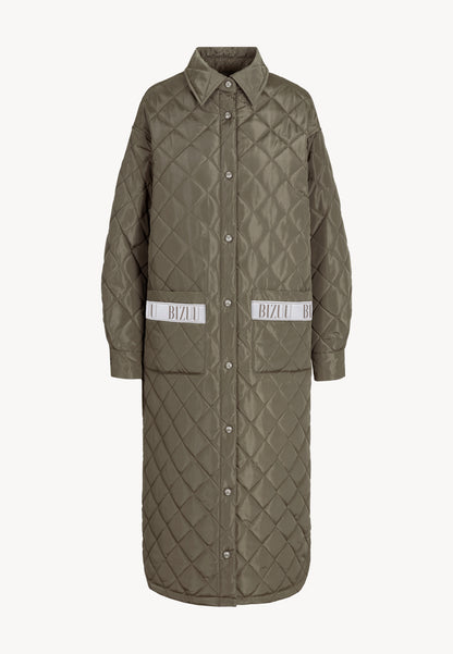 MAREVIA long quilted coat in khaki