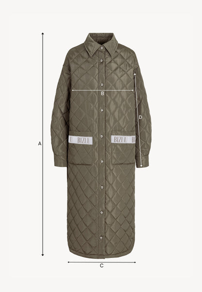 MAREVIA long quilted coat in khaki