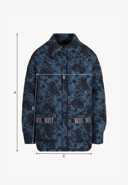 Quilted jacket with original oversized MARIN print in graphite