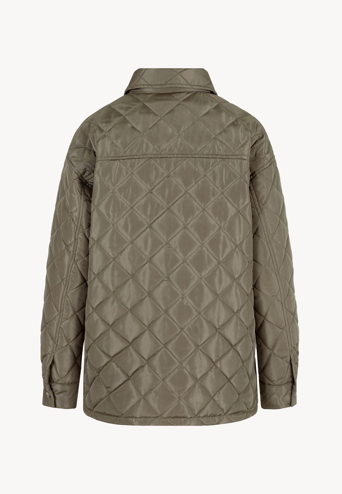 The back of the MARIN quilted jacket in khaki.