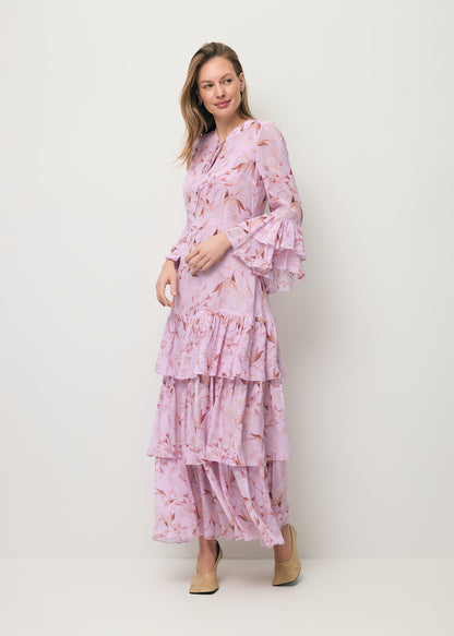Purple maxi dress with original print MASSI