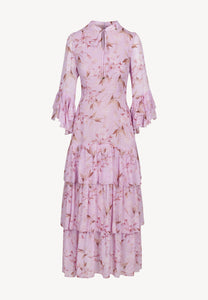 Purple maxi dress with original print MASSI