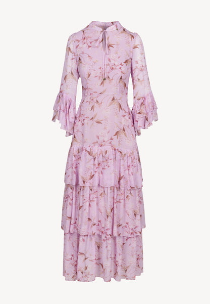Purple maxi dress with original print MASSI