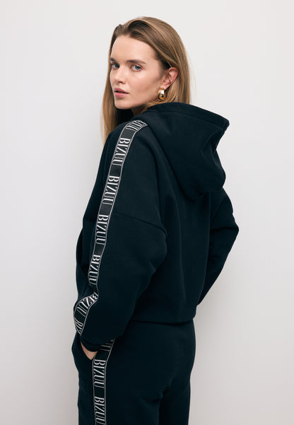 Black oversized hoodie with logo tape MAYRA