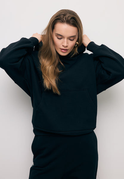 Black oversized hoodie with logo tape MAYRA