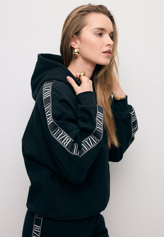 Black oversized hoodie with logo tape MAYRA