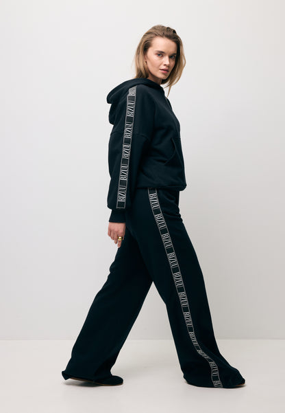 Black loose sweatpants with side stripe PETRY
