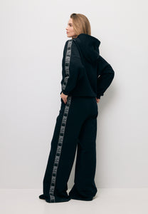 Black loose sweatpants with side stripe PETRY
