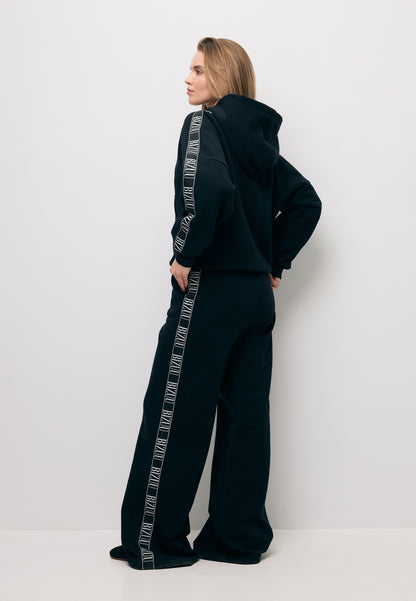 Black loose sweatpants with side stripe PETRY