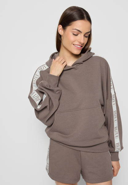 THORI taupe logo sweat shorts