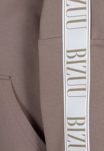 Oversized sweatshirt with hood and logo-stripe MAYRA taupe