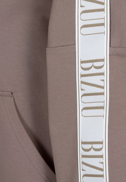 Oversized sweatshirt with hood and logo-stripe MAYRA taupe