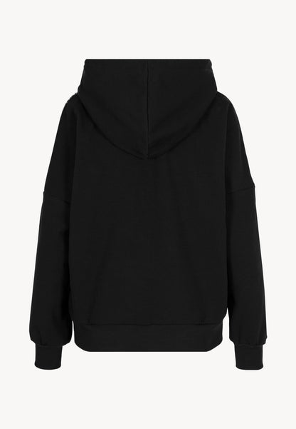 Black oversized hoodie with logo tape MAYRA