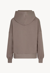 Oversized sweatshirt with hood and logo-stripe MAYRA taupe