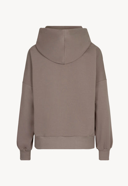 Oversized sweatshirt with hood and logo-stripe MAYRA taupe