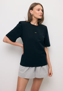 Black women’s T-shirt with shoulder pads MELISA