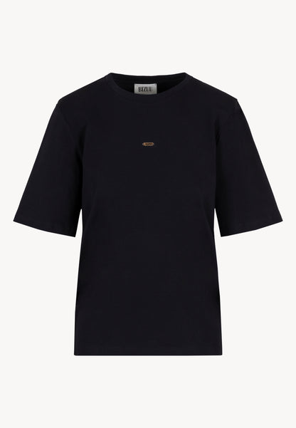 Black women’s T-shirt with shoulder pads MELISA