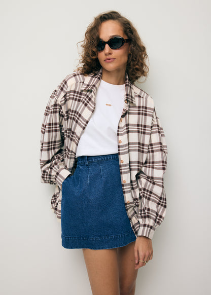 Beige checkered shirt FALBI