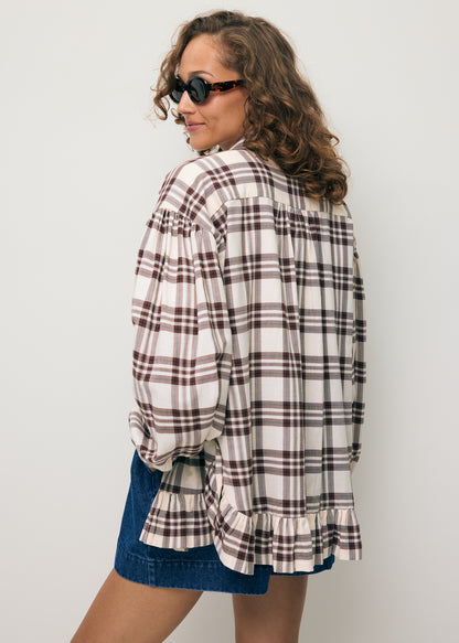 Beige checkered shirt FALBI