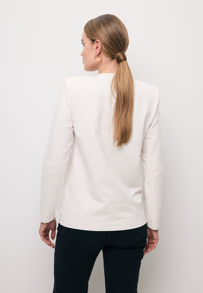 Beige long-sleeve top with shoulder pads MELISSANDRA