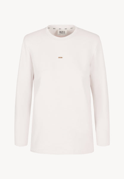 Beige long-sleeve top with shoulder pads MELISSANDRA