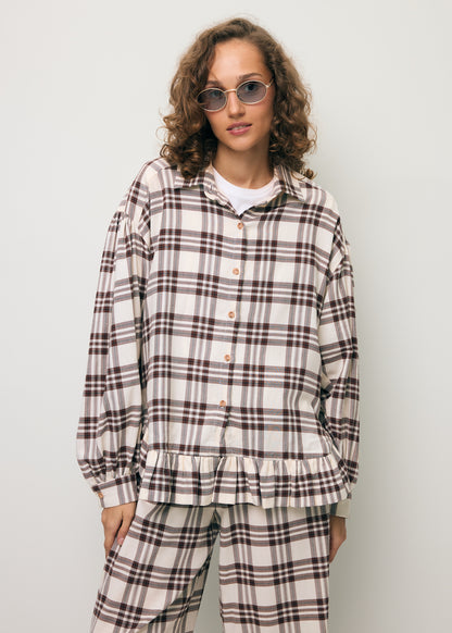 Beige checkered shirt FALBI