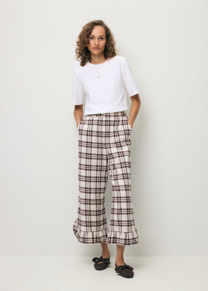 Checkered trousers with a ruffle on the leg MELLA