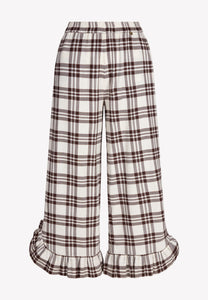 Checkered trousers with a ruffle on the leg MELLA
