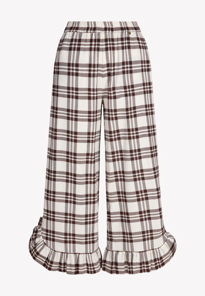 Checkered trousers with a ruffle on the leg MELLA