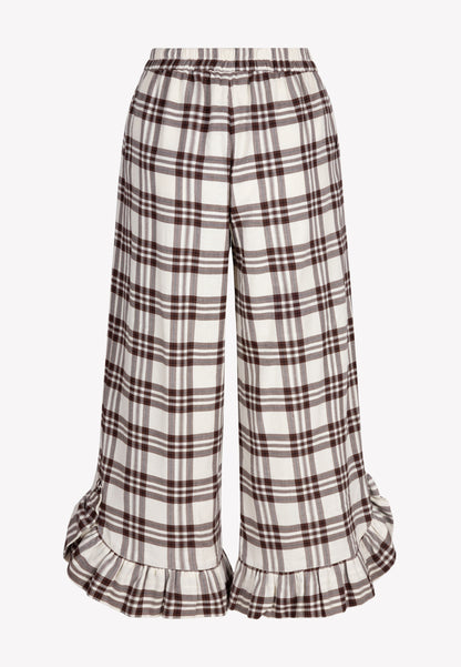 Checkered trousers with a ruffle on the leg MELLA