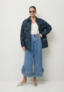 Quilted jacket with original oversized MARIN print in graphite