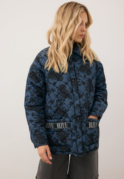 Quilted jacket with original oversized MARIN print in graphite