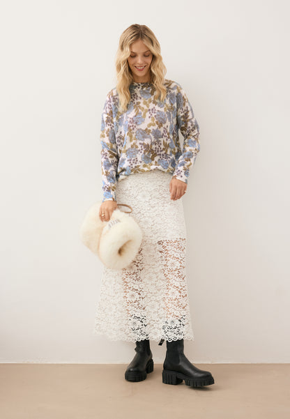 MENTON cream wool sweater with signature print