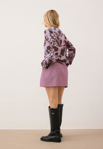 BREDA burgundy herringbone mini skirt