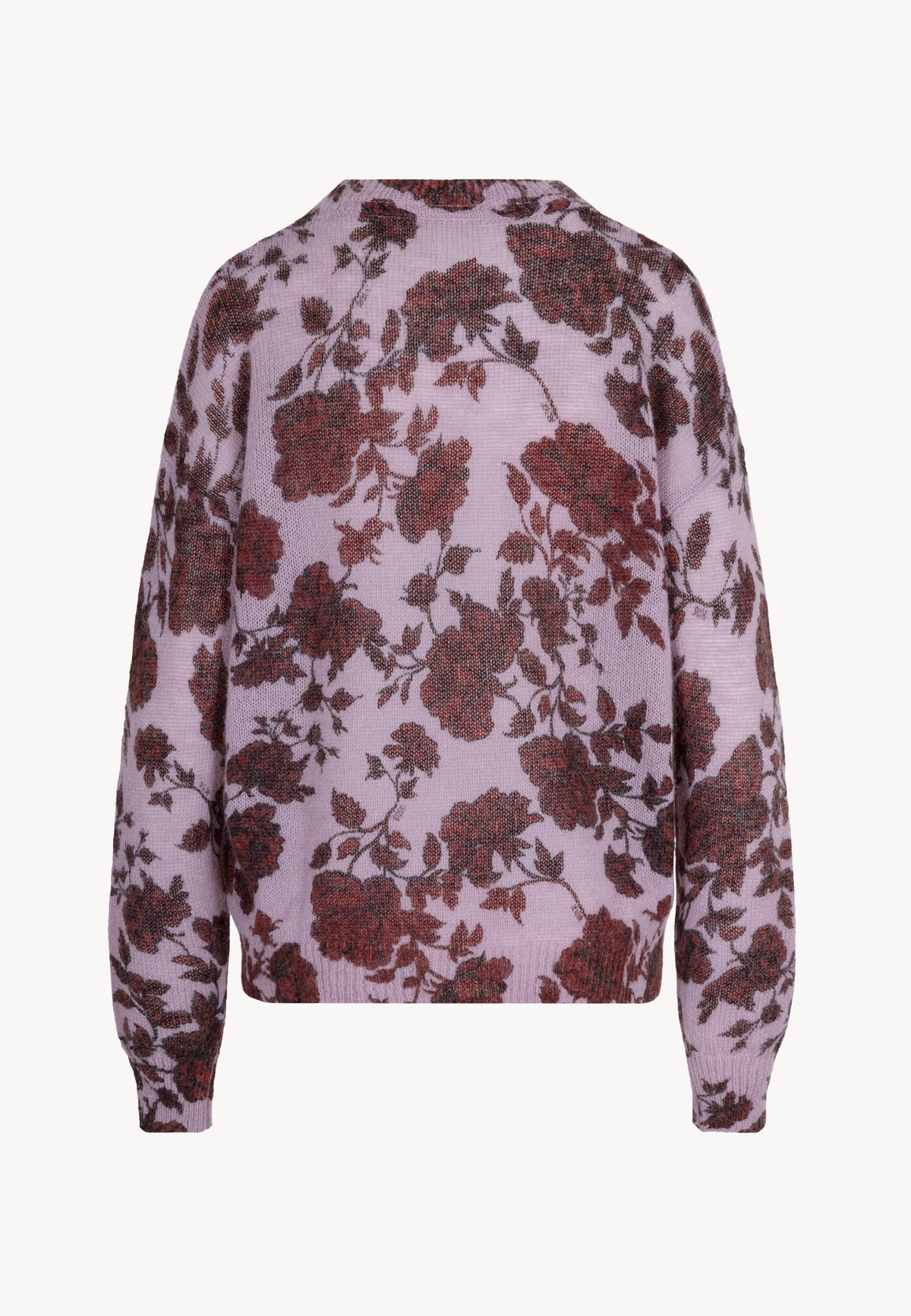 Back view of the wool MENTON sweater with floral pattern.