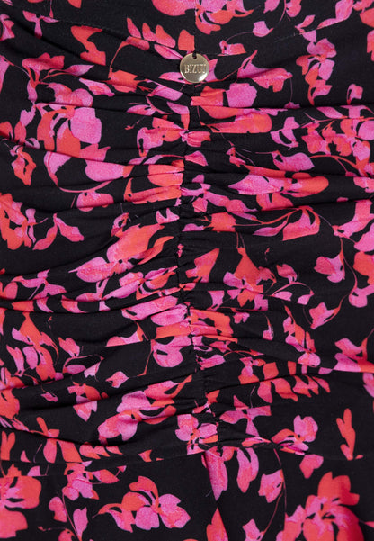 Pink floral mini skirt with an asymmetrical hem MEXICANA