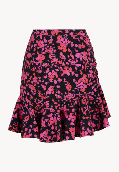 Pink floral mini skirt with an asymmetrical hem MEXICANA