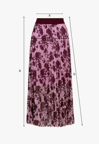 Pink pleated skirt with the original MINA print