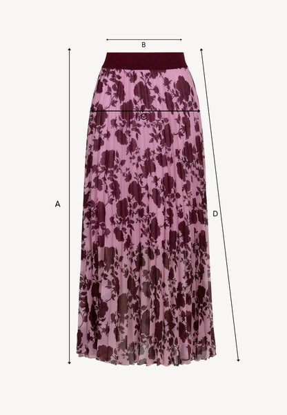 Pink pleated skirt with the original MINA print