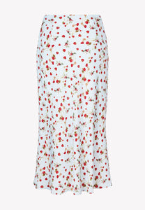 Blue floral print midi skirt MOLLENA