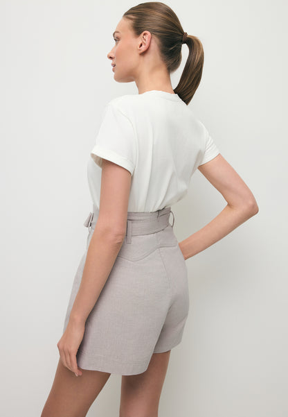 Beige KANDYS high-waisted wide-leg shorts