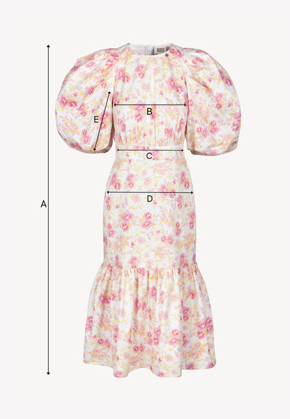 Cream MOSELLE midi dress in a floral print