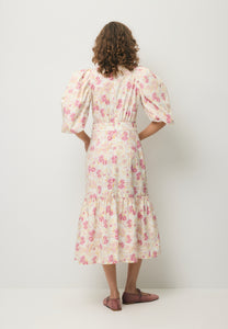 Cream MOSELLE midi dress in a floral print