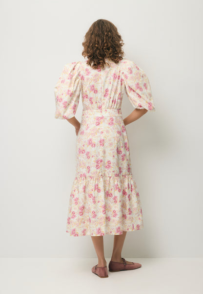 Cream MOSELLE midi dress in a floral print